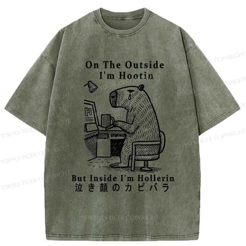 Tokyo-Tiger Capybara Screams Inside Washed T-Shirt