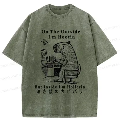 Tokyo-Tiger Capybara Screams Inside Washed T-Shirt