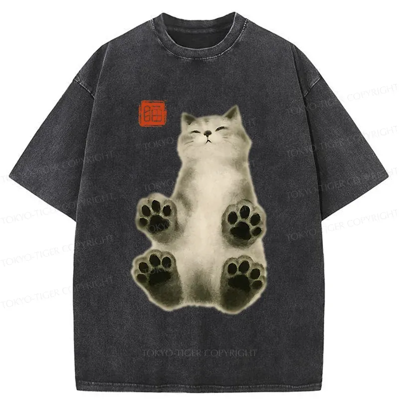 Tokyo-Tiger Fluffy Cat Washed T-Shirt