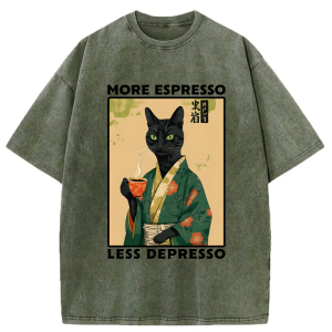 Image of Tokyo-Tiger More Caffeine Less Sadness Washed T-Shirt