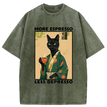 Tokyo-Tiger More Caffeine Less Sadness Washed T-Shirt