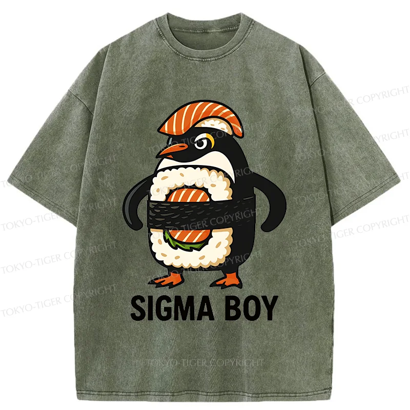 Tokyo-Tiger Sushi Penguin Washed T-Shirt
