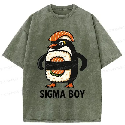 Tokyo-Tiger Sushi Penguin Washed T-Shirt