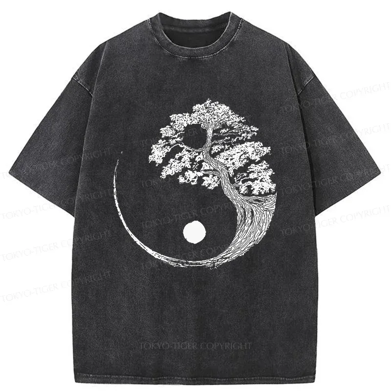 Tokyo-Tiger Yin-Yang Tai Chi Tree Washed T-Shirt Sale
