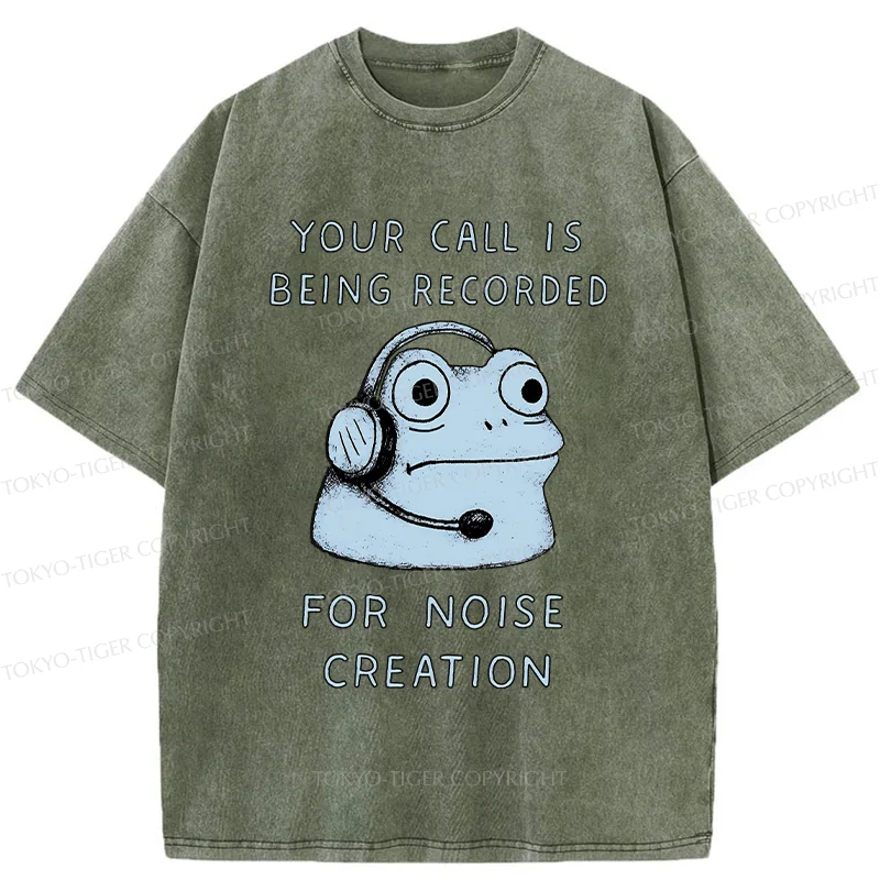 Tokyo-Tiger Funny Phone Records Frog Washed T-Shirt