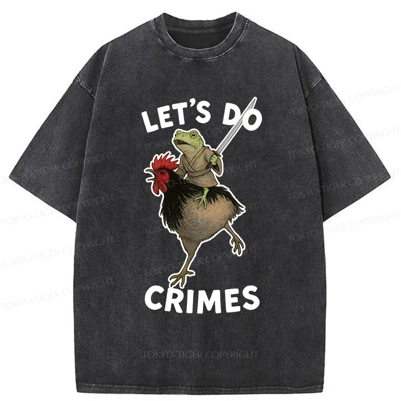 Tokyo-Tiger Frog Riding A Chicken Washed T-Shirt