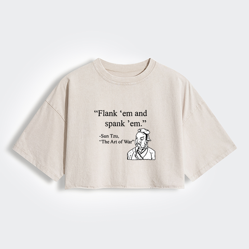 Tokyo-Tiger The Art Of War Funny Women's Washed Crop T-Shirt