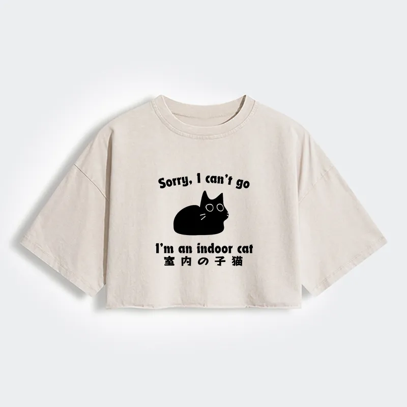 Tokyo-Tiger Indoor Kitten Women's Washed Crop T-Shirt