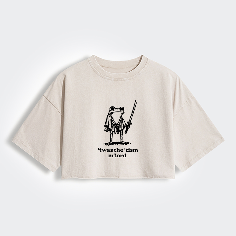 Tokyo-Tiger Focused Samurai Frog Women's Washed Crop T-Shirt