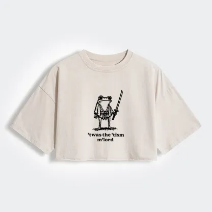 Tokyo-Tiger Focused Samurai Frog Women's Washed Crop T-Shirt