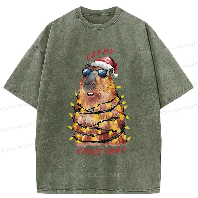 Tokyo-Tiger Merry Christmas Capybara Washed T-Shirt