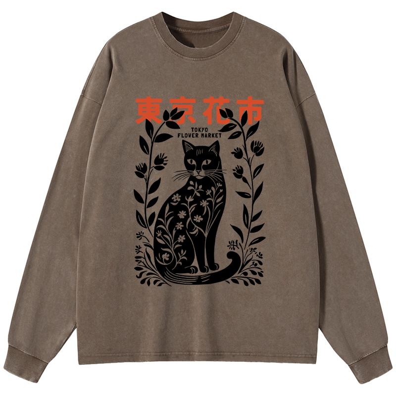 Tokyo-Tiger Tokyo Flower Market Washed Long Sleeve T-Shirt