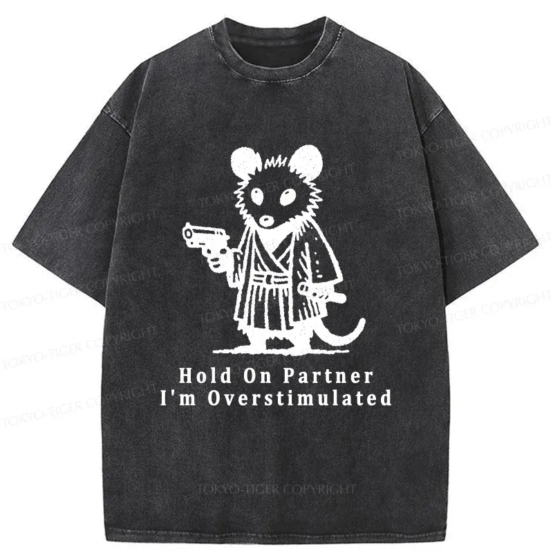Tokyo-Tiger Funny Possum Samurai Washed T-Shirt