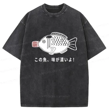 Tokyo-Tiger Fish-shaped Soy Sauce Bottle Washed T-Shirt