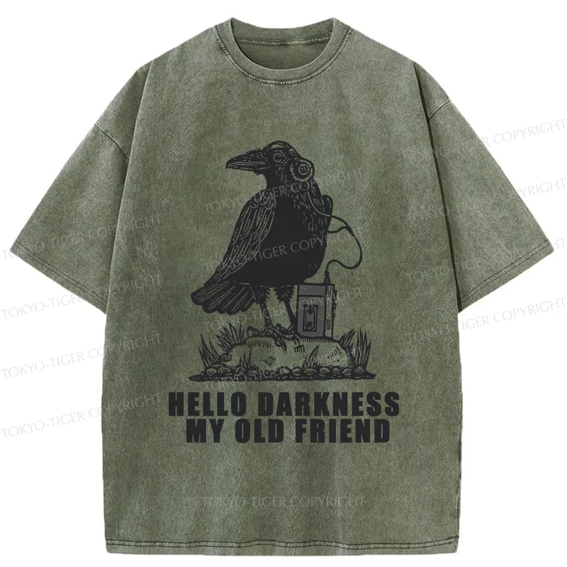 Tokyo-Tiger Crows Listening To Music Washed T-Shirt