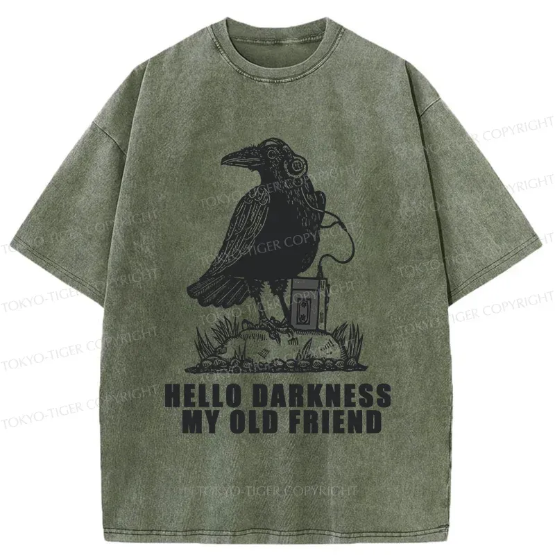 Tokyo-Tiger Crows Listening To Music Washed T-Shirt