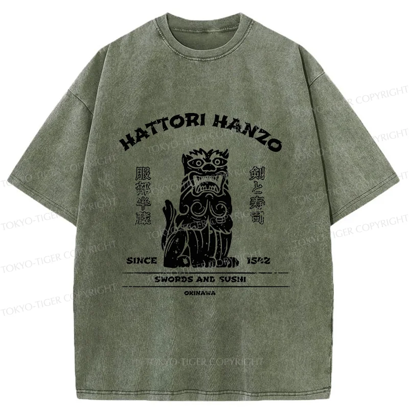 Tokyo-Tiger Hattori Hanzo Japan Sushi Washed T-Shirt