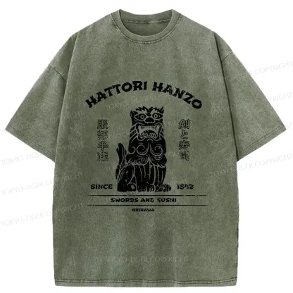Tokyo-Tiger Hattori Hanzo Japan Sushi Washed T-Shirt