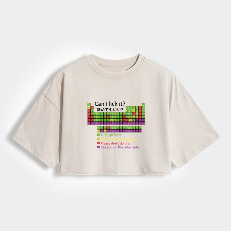 Tokyo-Tiger Can I Lick It Women's Washed Crop T-Shirt