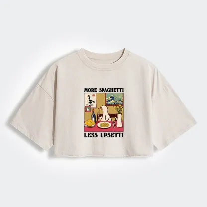 Tokyo-Tiger More Spaghetti Less Upsetti Goose Women's Washed Crop T-Shirt