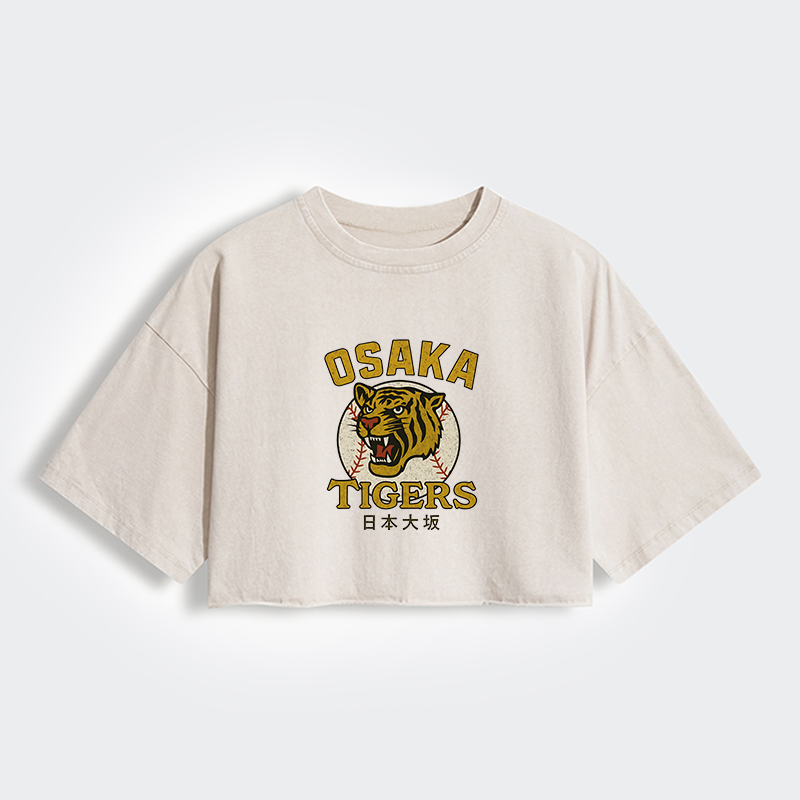 Tokyo-Tiger Funny Osaka Tigers Women's Washed Crop T-Shirt