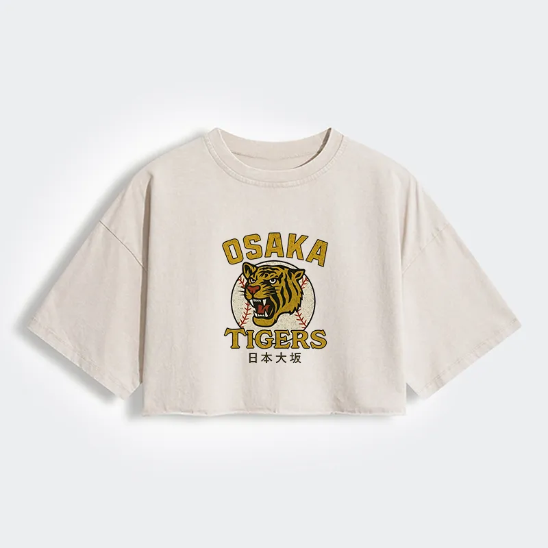 Tokyo-Tiger Funny Osaka Tigers Women's Washed Crop T-Shirt