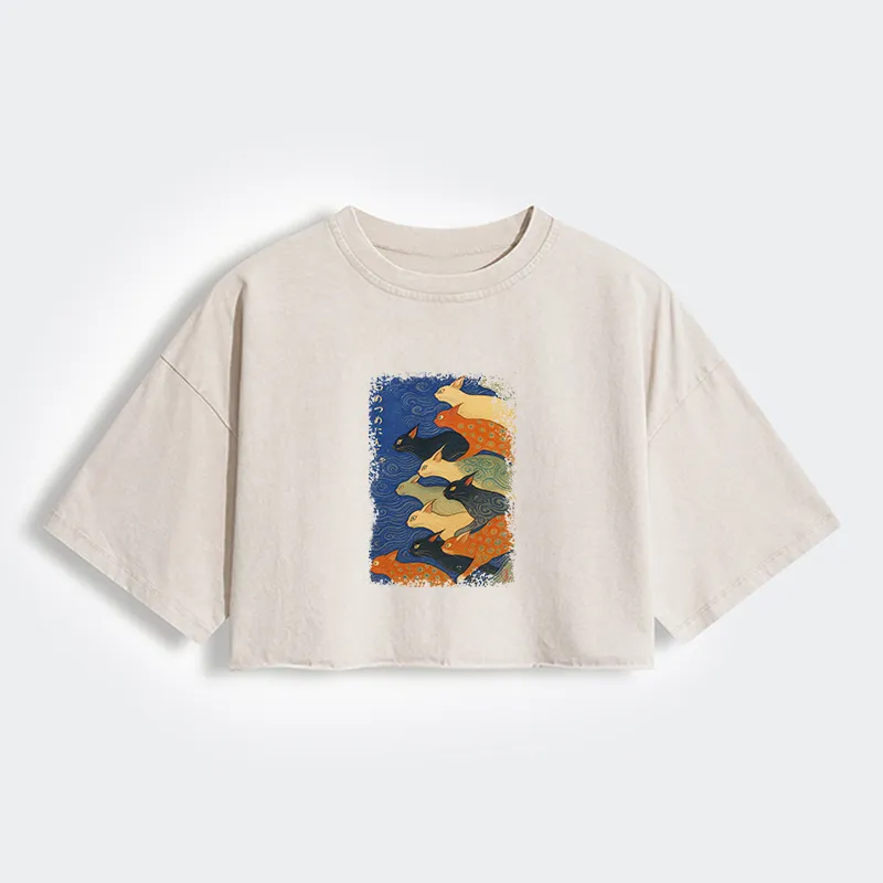 Tokyo-Tiger Claw-some Ninja Women's Washed Crop T-Shirt