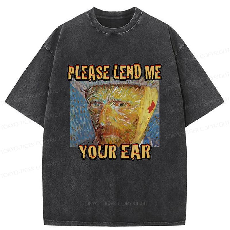Tokyo-Tiger Van Gogh Funny Washed T-Shirt