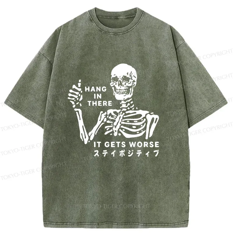 Tokyo-Tiger Taunting Skeleton Washed T-Shirt