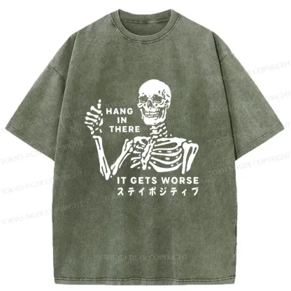 Tokyo-Tiger Taunting Skeleton Washed T-Shirt