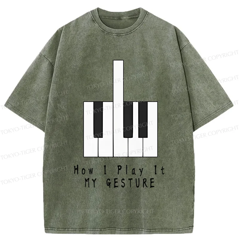 Tokyo-Tiger Piano Gesture Washed T-Shirt