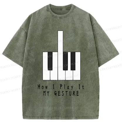 Tokyo-Tiger Piano Gesture Washed T-Shirt