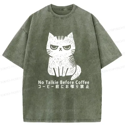 Tokyo-Tiger No Talkie Before Coffee Washed T-Shirt