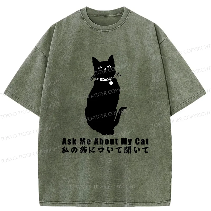 Tokyo-Tiger Tsundere Cat Washed T-Shirt