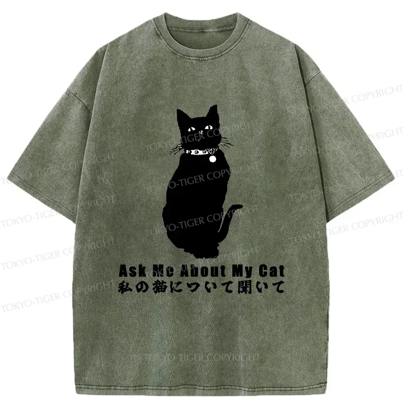 Tokyo-Tiger Tsundere Cat Washed T-Shirt Sale