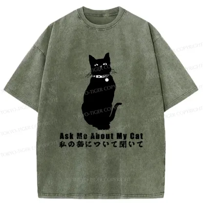 Tokyo-Tiger Tsundere Cat Washed T-Shirt