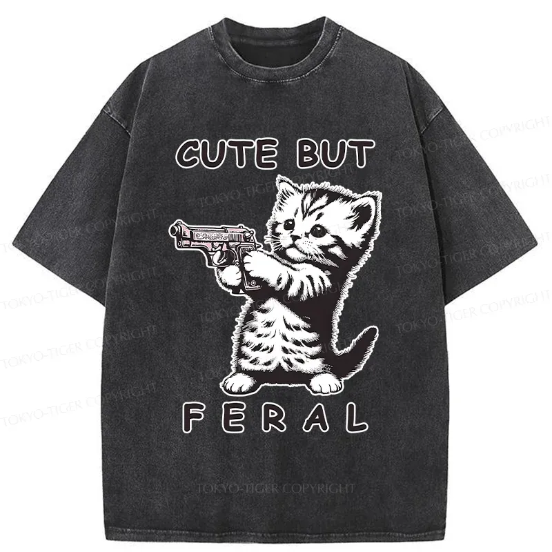 Tokyo-Tiger Ferocious Cat Washed T-Shirt