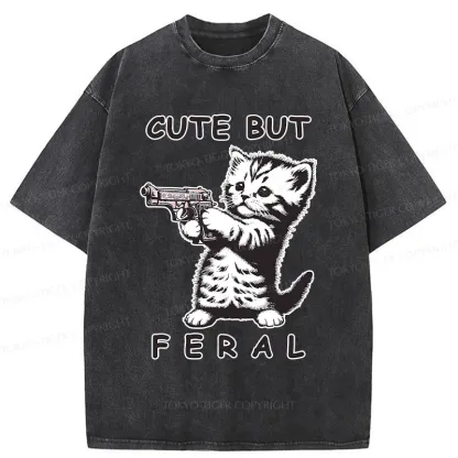 Tokyo-Tiger Ferocious Cat Washed T-Shirt