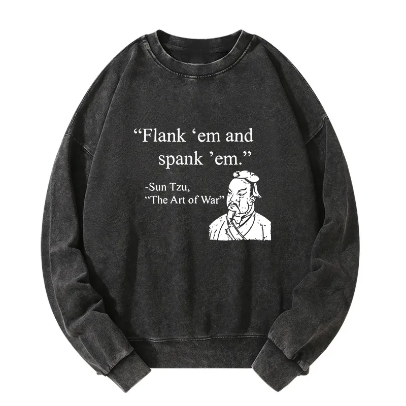 Tokyo-Tiger The Art Of War Funny Washed Sweatshirt