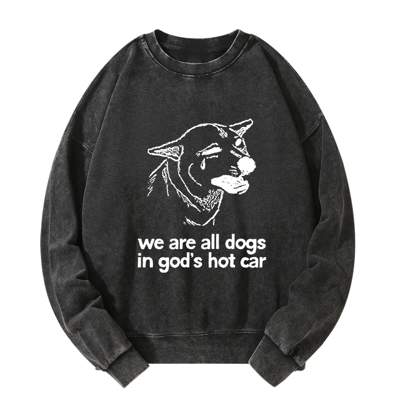 Tokyo-Tiger Sad Dog Funny Washed Sweatshirt