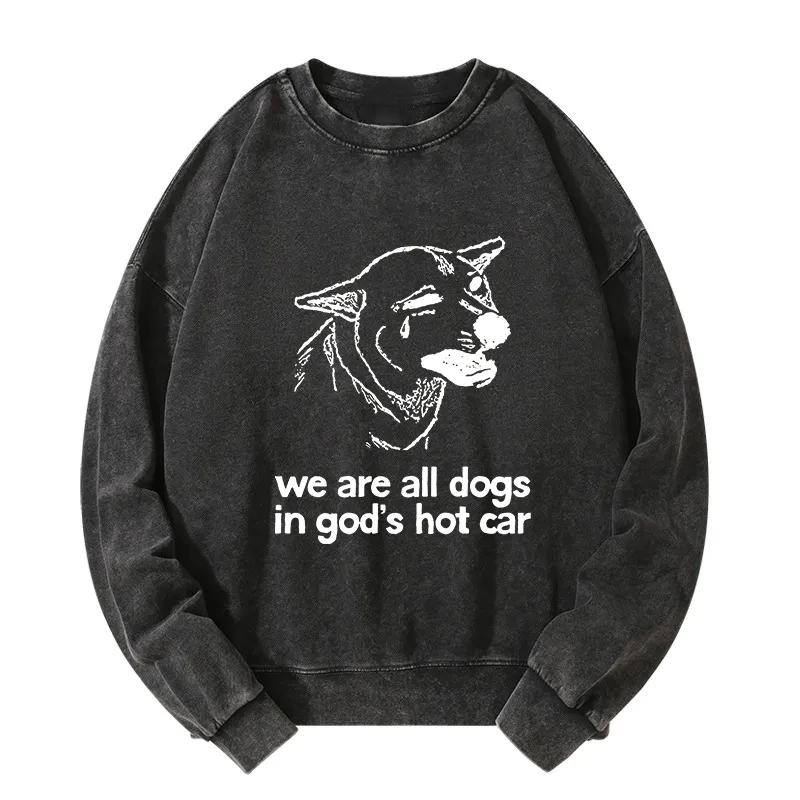 Tokyo-Tiger Sad Dog Funny Washed Sweatshirt