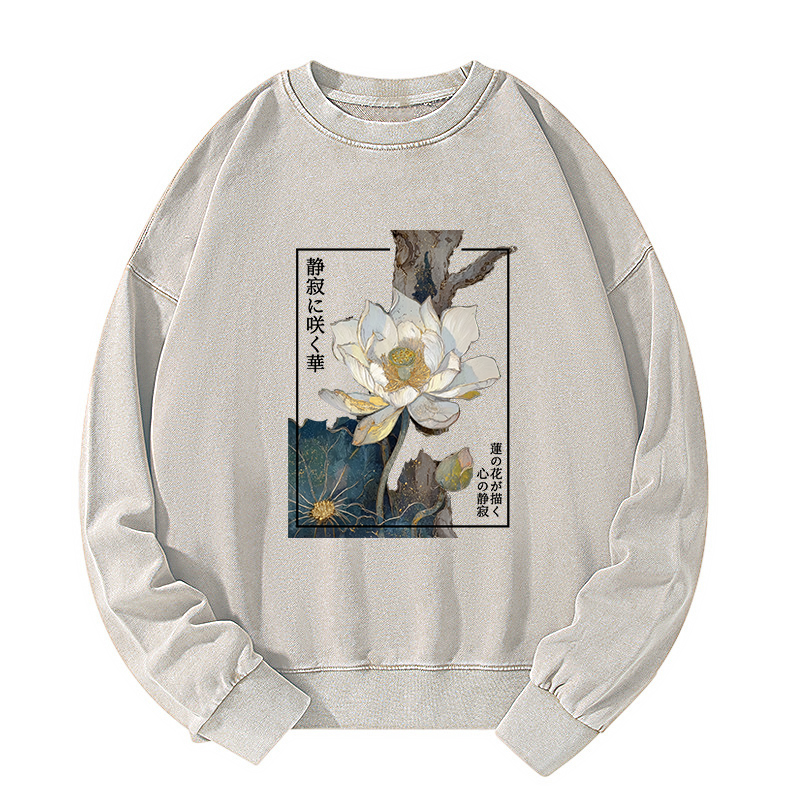 Tokyo-Tiger Blooming Lotus Japan Washed Sweatshirt