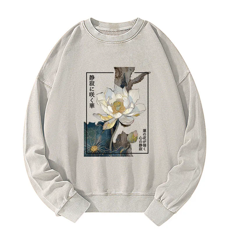 Tokyo-Tiger Blooming Lotus Japan Washed Sweatshirt