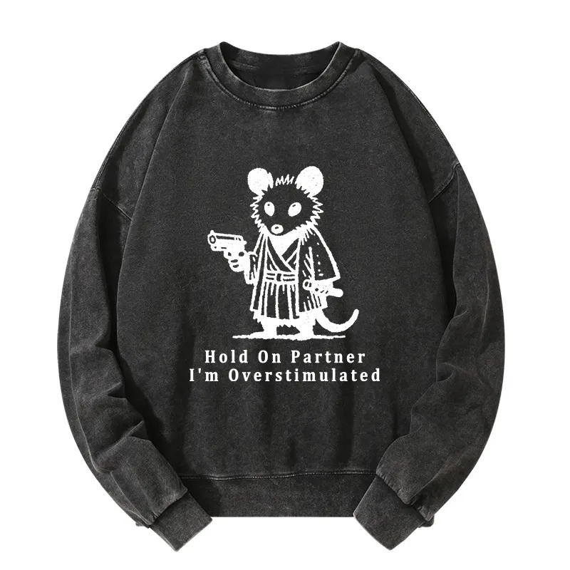Tokyo-Tiger Funny Possum Samurai Washed Sweatshirt