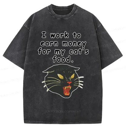 Tokyo-Tiger Working Hard For My Cat Washed T-Shirt