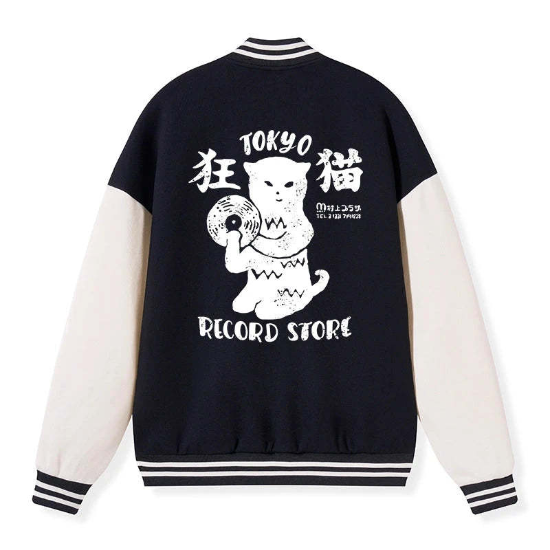 Tokyo-Tiger Tokyo Record Store Cat CD Embroidery Varsity Jacket Sale