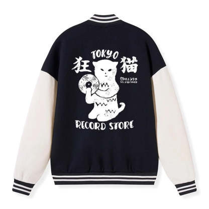 Tokyo-Tiger Tokyo Record Store Cat CD Embroidery Varsity Jacket