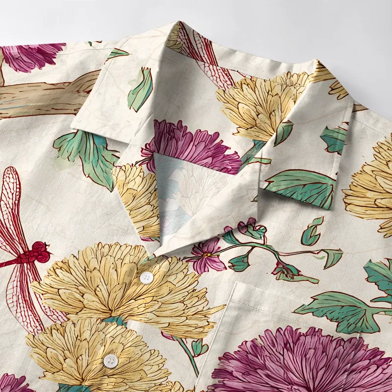 Tokyo-Tiger Vivid Chrysanthemums In Nature Aloha Hawaiian Shirt