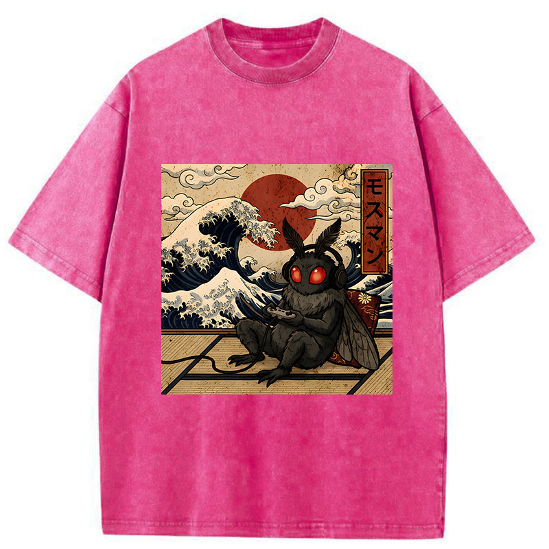 Tokyo-Tiger Mothman Plays Game Japanese Funny Washed T-Shirt