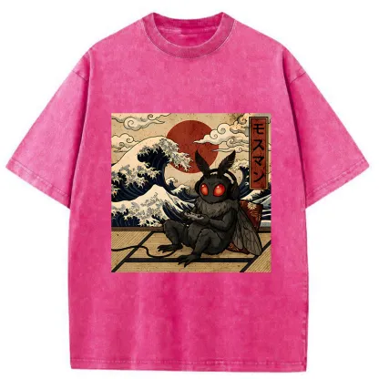 Tokyo-Tiger Mothman Plays Game Japanese Funny Washed T-Shirt